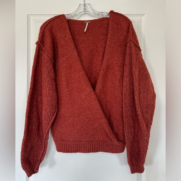 Free People Cross Red Knit Pullover Sweater - Picture 6 of 8